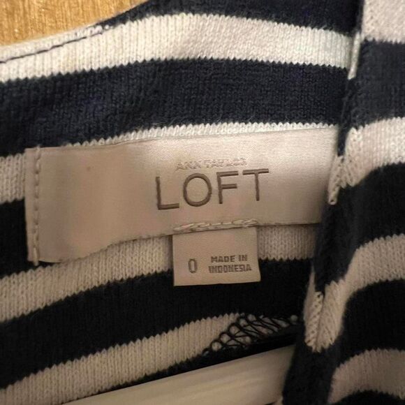 Loft navy blue and white striped A-line mini dress women's size 0 - Picture 5 of 6